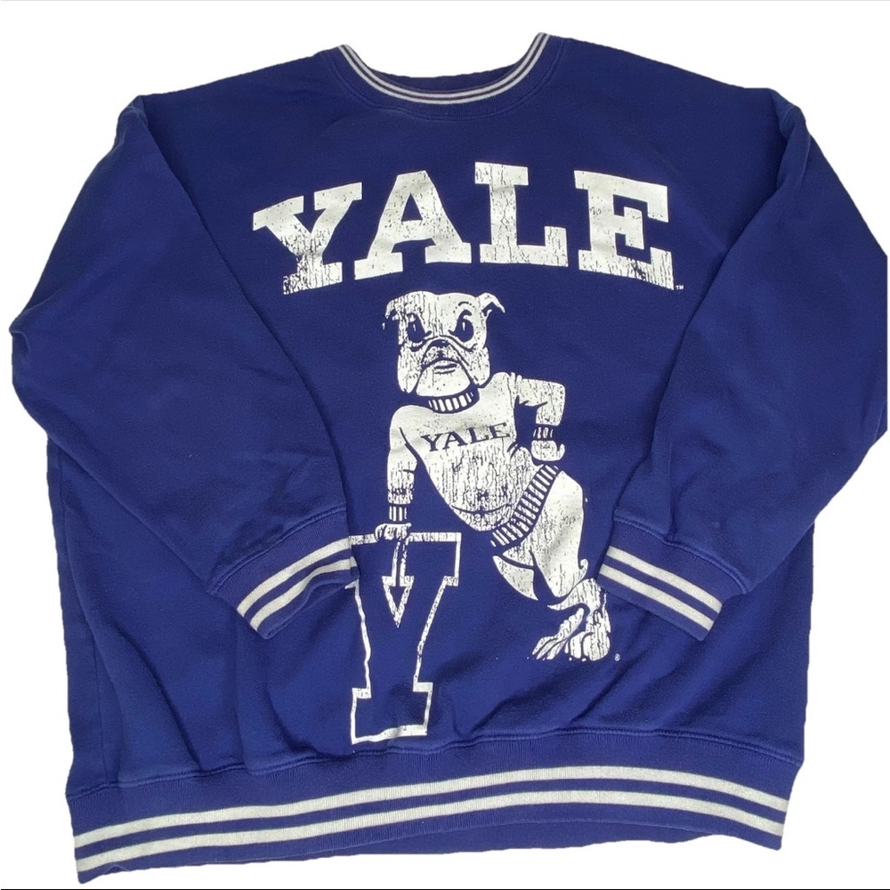 Yale Sweatshirt Womens Blue University Crewneck Spellout Logo Pullover